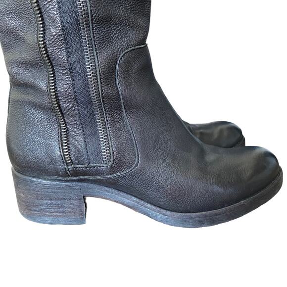 Vera Wang Evan Black Leather Zipper Riding Moto Boots size 7 - Picture 3 of 11